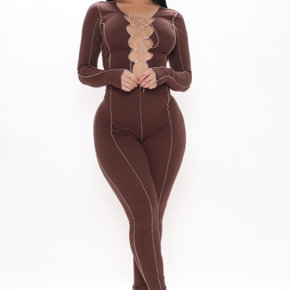 Brown lace jumpsuit